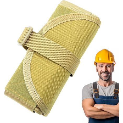 Borsa porta attrezzi, astuccio porta attrezzi, organizzazione attrezzi, scomparti multipli, 34 x 25 x 2 cm (L x P x A), giallo (1/5)
