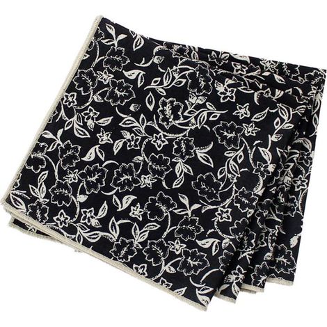 Lot de 4 Serviettes de Table "Linette" 40x40 Noir & Écru