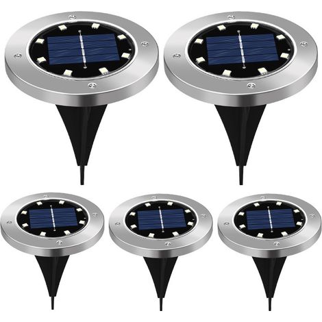 JSSEVN Solar-Gartenleuchte für den Außenbereich, 5 LEDs, IP65 wasserdicht, warmweiß (1/5)