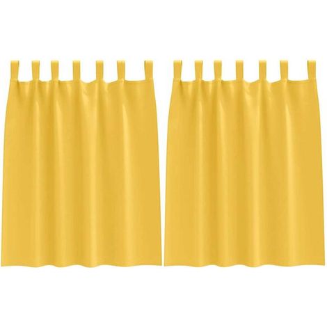 Rideaux occultants, avec anneaux de suspension, 2 pièces, jaune moutarde. (1/4)