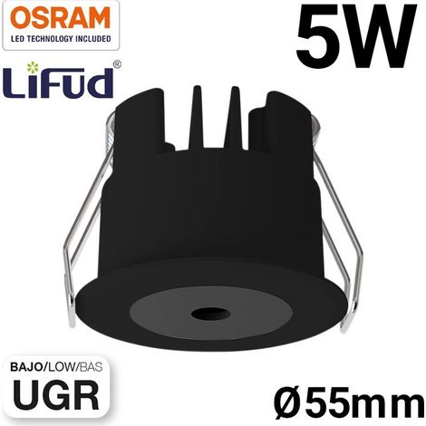 Mini spot LED encastrable 5W faible UGR 55x43,1mm - Noir (1/4)