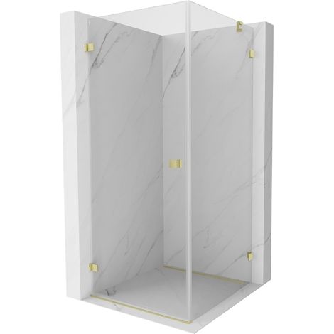 Mexen Lunar-B cabine de douche pivotante gauche 100 x 100 cm, transparent, or brossé - 832-100-100-55-00-L (1/5)