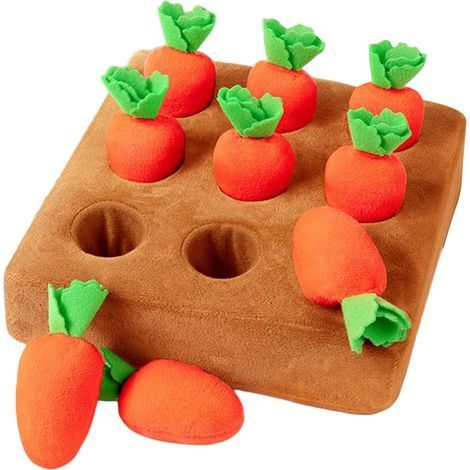 Tapis à renifler pour chiens, avec 9 carottes en peluche, cachent et cherchent un jouet pour chien, jouet interactif pour cueillir les carottes, renifler, soulager l'ennui, le stress, l'entraînement (1/5)