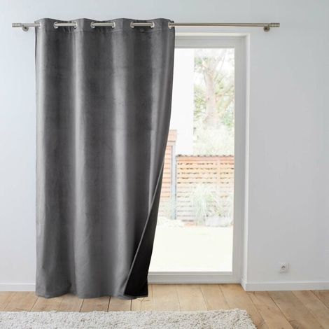 Rideau Isolant Thermique à Œillets 140 x 260 cm – Velours Relief – Polarchic Anthracite