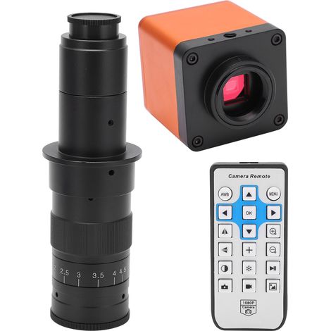 Caméra microscope industrielle 34MP 180X, sortie HDMI et USB, objectif C-Mount, alimentation AC100-240V prise UE, pour inspection précise. (1/5)