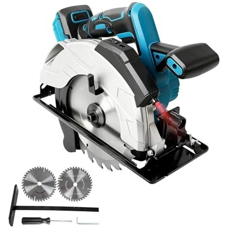 Scie circulaire sans balais compatible avec batterie Makita 18V 5000 tr/min 850W coupe en biseau 0-45°, scie circulaire sans fil avec éclairage LED (sans batterie) (1/5)