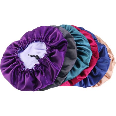 Double Frizzfrei und Satin Schlafmütze für Damen mit Verstellbarem Gummizug Violette Farbe (1/5)