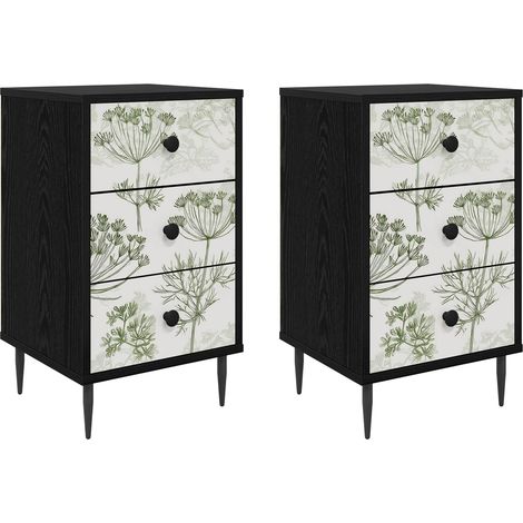 Table de chevet GOTHA 2 pc Chêne noir 36 x 33 x 61 cm vidaXL (1/5)