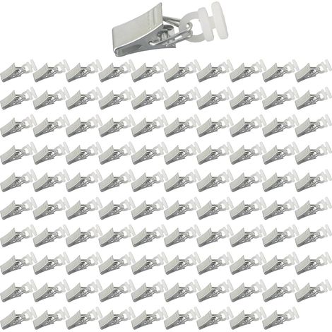 Packung mit 100 flexiblen Metall-Gardinenclips für Schienen, Gardinenhaken, Clips für Schienen, Fenster, Türen, Duschvorhänge, Wohnwagen (1/5)