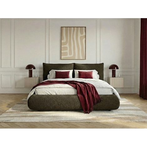 BOBOCHIC - Lit bas JADEN tissu bouclette  160x200 Vert