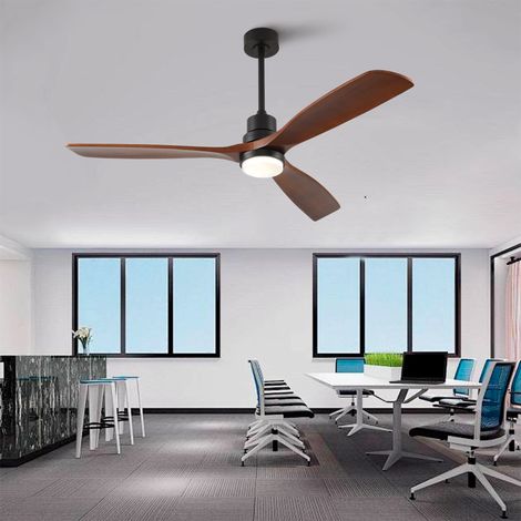 60 pouces Ventilateur de Plafond avec 3 Pales en Bois Massif, 3CCT, Moteur CC Silencieux et Réversible, Télécommande 6 Vitesses avec Fonction Mémoire, Adapté aux Villas, Cuisines et Salons (1/5)