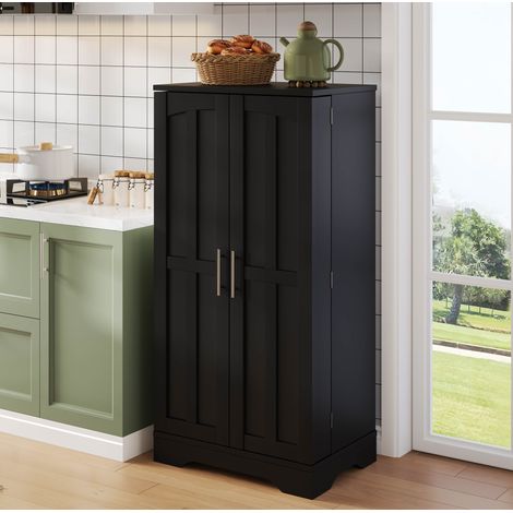 MODFU – Mueble de almacenamiento 120x60x40 cm de MDF negro con LED con sensor y estante ajustable, para cocina o salón – Negro (1/5)