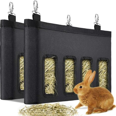 Sac d'alimentation de foin de lapin suspendu PET conteneur de nourriture de grande capacité (noir) (1/5)
