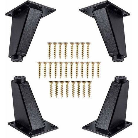 Set di 4 gambe per mobili in metallo nero, 80 mm – Gambe di ricambio per divani, cassettiere e armadi – Viti di montaggio incluse – Portata massima 115 kg (1/5)