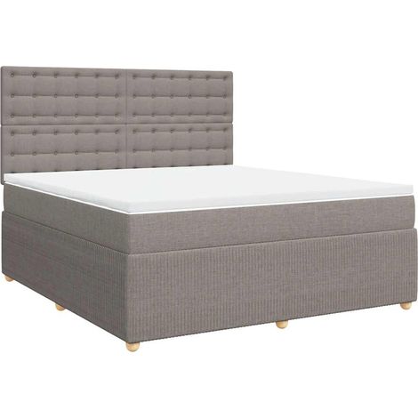 vidaXL Letto a molle - Giroletto a Molle con Materasso Tortora 180x200 cm in Tessuto (1/5)