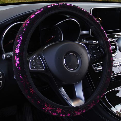 (Lila) Süße Schneeflocke glänzende Anti-Rutsch-Auto-Lenkradabdeckung für Frauen 38cm/15in