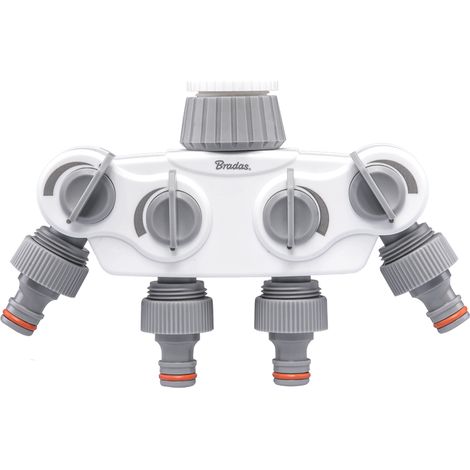 BRADAS 4 Wege Verteiler mit Ventil 1 in Reduktion 3/4 Wasserverteiler