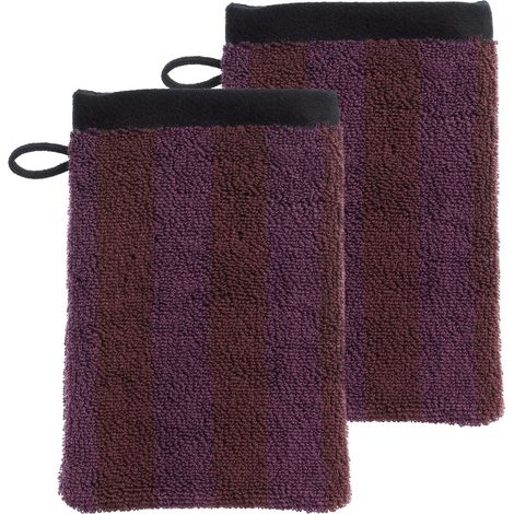 Lot de 2 Gants de Toilette en Coton Biologique Doux et Absorbant Coloris Figue 15 x 21 cm - PANGIVO