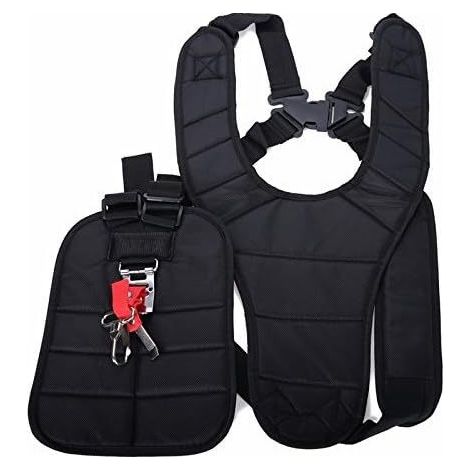 Bretelle double épaule noire avec crochet unique pour débroussailleuse, forme en Y, adaptée tondeuse latérale (1/5)