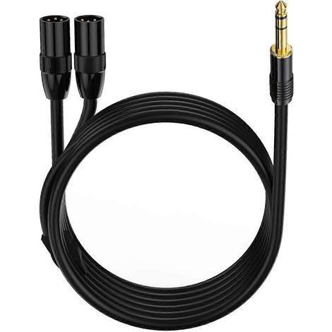 Adaptateur jack TRS mâle 6,35 mm vers 2 prises XLR mâles stéréo C pour microphone (1/5)