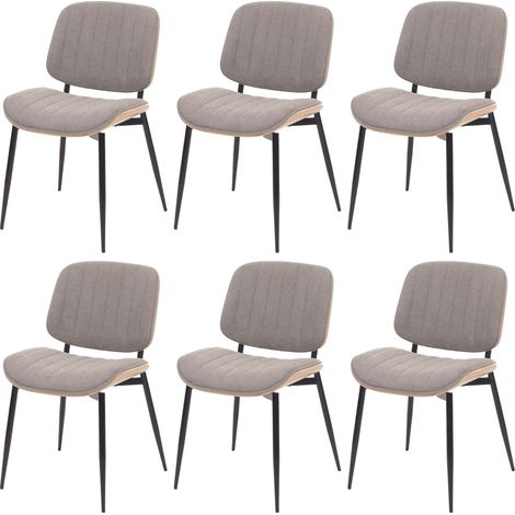 Lot de 6 chaises de salle à manger HWC-O44 chaise de cuisine tissu en bois courbé (370g/m2) ko-Tex MVG - naturel gri (1/5)
