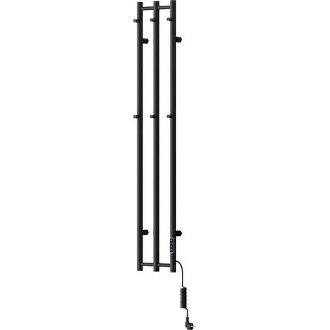 Mexen Pino radiador eléctrico con soportes para toallas 1405 x 242 mm, 200 W, negro - W301-1405-242-00-70