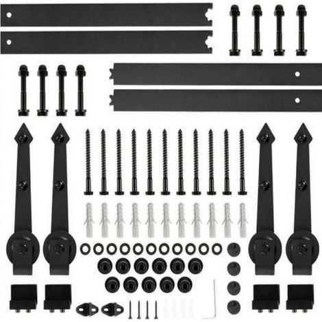 366 cm Quincaillerie Kit de Rail pour Porte Coulissante,Hardware Ensemble Industriel pour Porte Suspendue Sliding Barn Door,noir (1/5)