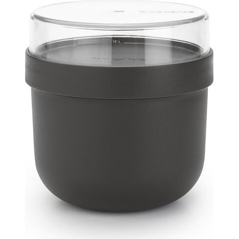 Brabantia - Make & Take Bowl Colazione 0.5L - Contenitore per Alimenti (180 ml) - Ermetico - Adatto per Congelatore - Adatto per Lavastoviglie & nel Microonde - Dark Grey (1/5)