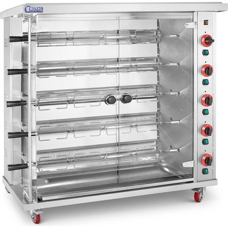 Rôtissoire poulet - à gaz - 5 broches - avec éclairage et roues Professionnelle (1/5)