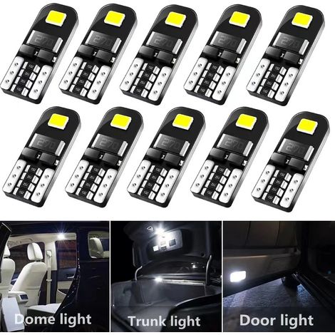 10 Pack T10 CANBUS LED Bulbs 12V Non-Polar White W5W for Car Interior Lights, License Plate Lights [Energy Class A+] (1/5)