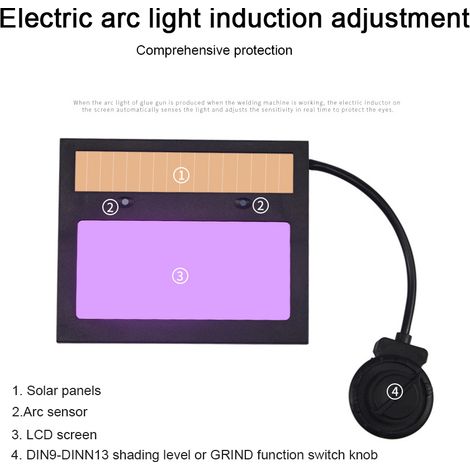 Masque de soudage automatique à tension variable alimenté à l'énergie solaire, casque de protection pour le soudage à l'arc sous argon, teinte DIN9-DIN13. (1/5)