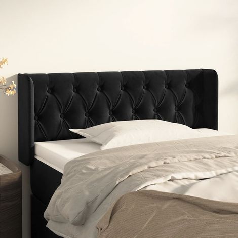 Tête de lit avec oreilles,Panneau de lit,Pour Lit adulte,Décoration murale Noir 93x16x78/88 cm Velours XZZ763734 (1/5)
