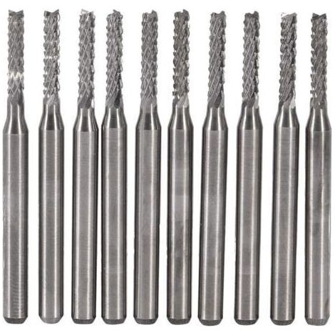 10pcs Fraise en Carbure Cémenté Fin Mill Gravure Bits Sculpture Perceuse Coupeur SMT/CNC/PCB 2mm (1/5)