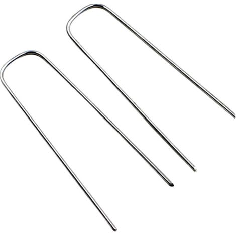 Lot de 10 Piquet Jardin de Fixation en Acier Galvanisé Epaisseur 3mm, largeur 4cm, longueur 15cm Ancrage au Sol Toile paillage Agrafes pour bache Mauvaise Herbe