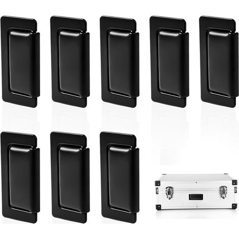 Poignée de Caisse Poignées Pliantes, Pliable Encastré Poignée Valise avec Vis pour Caisses Boîtes à Outils Portes Bacs de Rangement, Installation Facile, 2 Pièces Noir (1/5)
