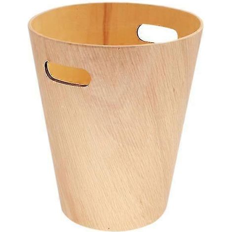 Poubelle en bois compacte, idéale pour les bureaux et les petits espaces. (1/5)