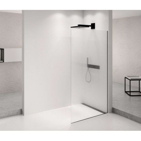 Polysan Architex - Parete doccia Walk-in, 66x210 cm, nero opaco/vetro Flute AXB70FL (1/2)