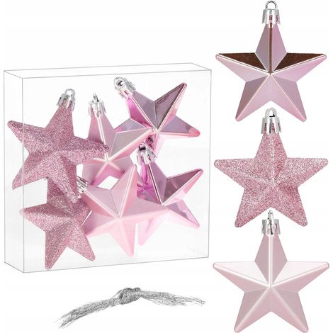 PALLINE DI NATALE STELLE DECORAZIONI PER ALBERO DI NATALE PENDENTI SET 6x INDESTRUTTIBILI