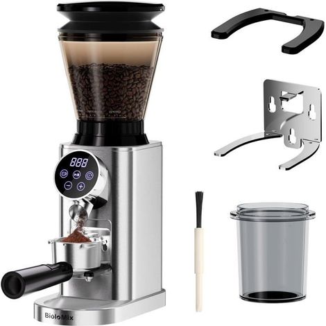Moulin À Café Électrique Professionnel Avec Broyeur Conique 48 Réglages De Mouture,Compatible Portafiltres 51-53Mm 58Mm,Conteneur