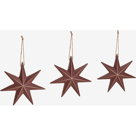 SKLUM 3er-Set Weihnachtsschmuck aus MDF Perg Rot Bordeaux 15 x 15 cm                                 