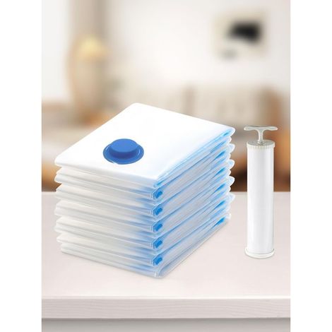 Lot de 3 sacs de rangement sous vide avec 1 pompe à air manuelle, adaptés aux vêtements de voyage, transparents (1/3)
