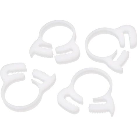 Collier de Serrage Tuyau Pince Clip Serre Joint 21.5mm-23.5mm double cliquet fixation plastique blanc 4 pcs (1/2)