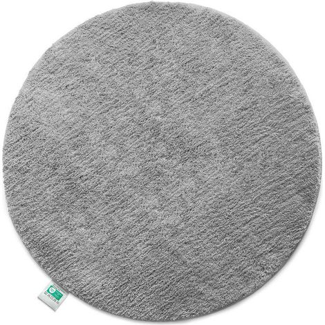 Tapis de bain Sky, tapis de salle de bain rond Gris argenté 120 cm de diamètre