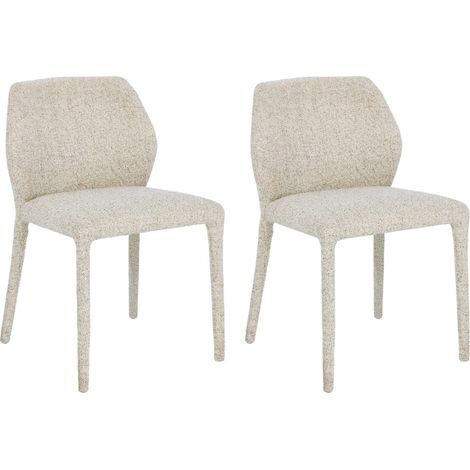 Chaises de salle à manger en tissu moucheté beige (lot de 2) - LILY (1/5)