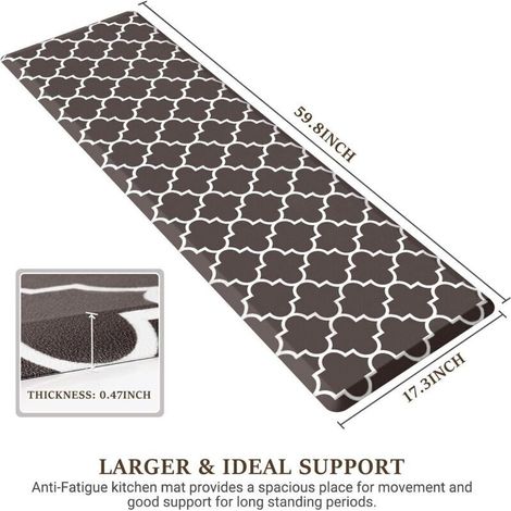 Tappetino da cucina, tappetino da cucina imbottito antifatica, 44 x 152 cm, tappetino da cucina impermeabile antiscivolo, tappetino ergonomico in PVC resistente per cucina, pavimento, casa (1/3)
