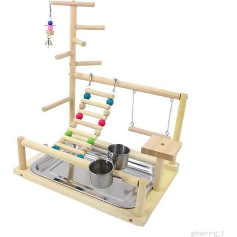 Aire de jeux pour oiseaux en bois, perchoir en bois pour perruches, inséparables, conures (1/4)