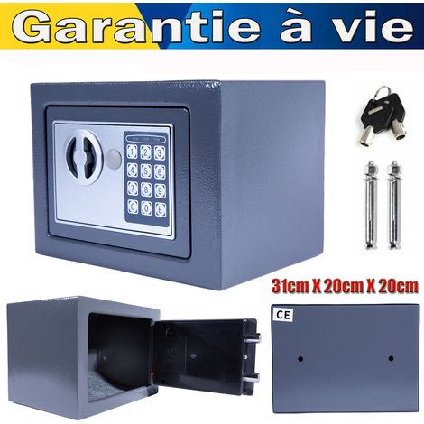 Gris Coffre fort rangement électronique serrure à combinaison digitale 31cmx20cm