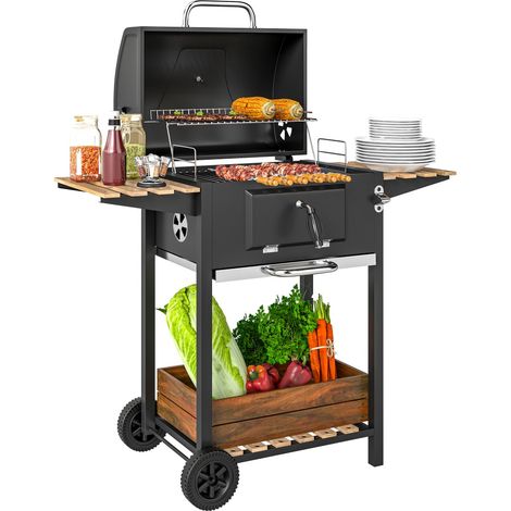 Barbecue charbon de bois réglable en hauteur avec grille (1/5)