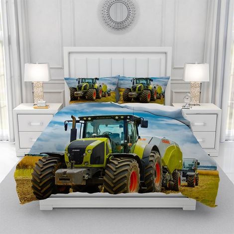 Housse de Couette Tracteur 220×240 cm,3D Parure de Lit Tracteur 3 Pièces,1 Housse de Couette en Microfibre et 2 Taies d'oreiller 50 x 70 cm (1/5)