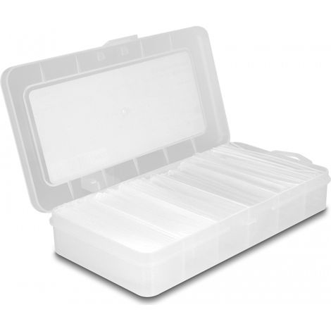 Delock Caja de surtido de tubos termorretrÃ¡ctiles, relaciÃ³n de contracciÃ³n 4:1 pared simple y pared doble con adhesivo interior, transparente 100 p
